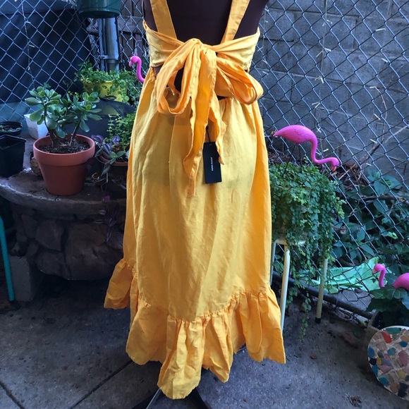 Vero Moda Cut Out Maxi Dress Yellow Medium NWT - Picture 7 of 8